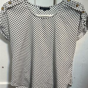 GLO jeans White Short Sleeve Top with Black Polka Dots